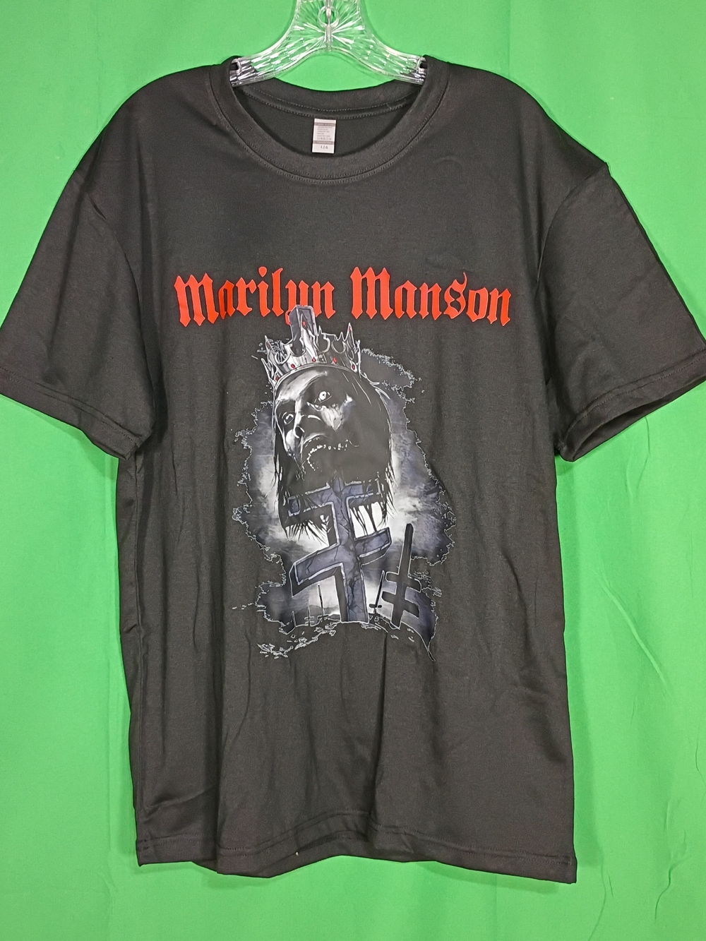 Marilyn Manson Unisex Size L Black Shirt Impaled Double Cross Crew Neck